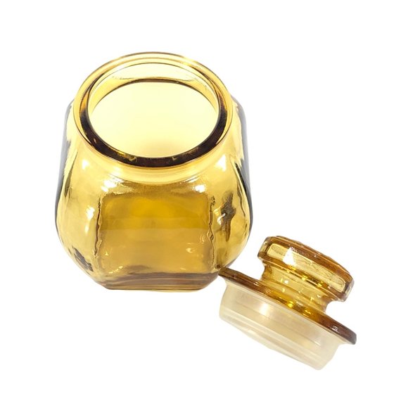 Vintage Westmoreland Sunburst Amber Glass Lidded Jar Container w/ Lid 5 in - Picture 5 of 9
